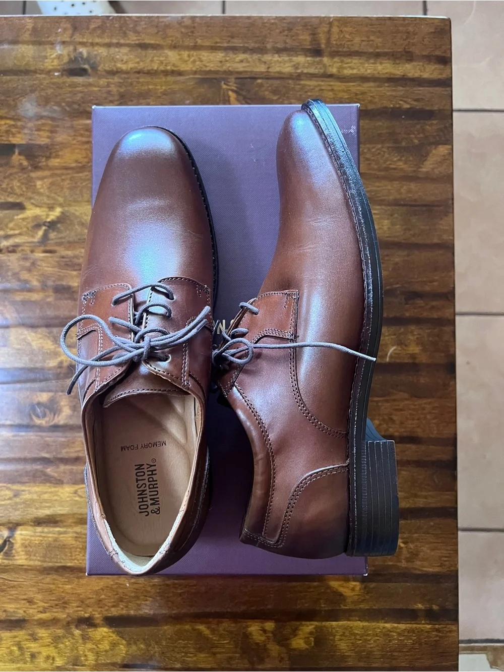 Johnston & Murphy Men’s Cognac Brown Leather Derby Shoes